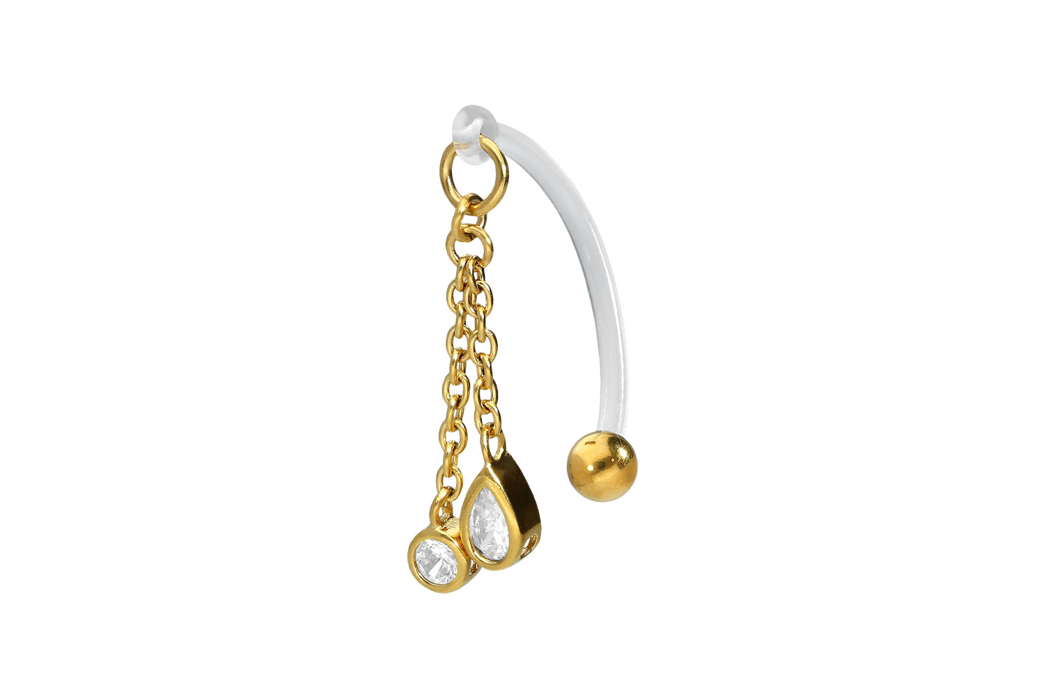 PMFK Bananabell Piercing mit Chirurgenstahl-Design KETTE + KRISTALLE
